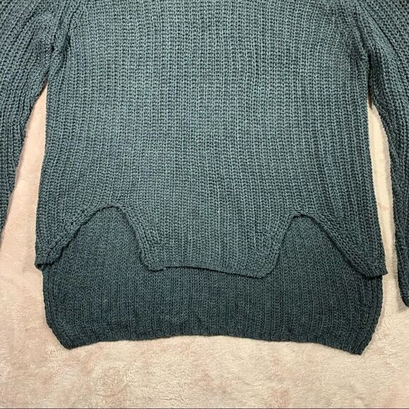 Pol Oversized Aysmmetrical Knit Grey Turtleneck Sweater M - Picture 4 of 8